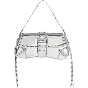 ✨ Verdusa Women's Silver Shoulder Bag Rivet Punk Hobo Purse with Buckle Handbag